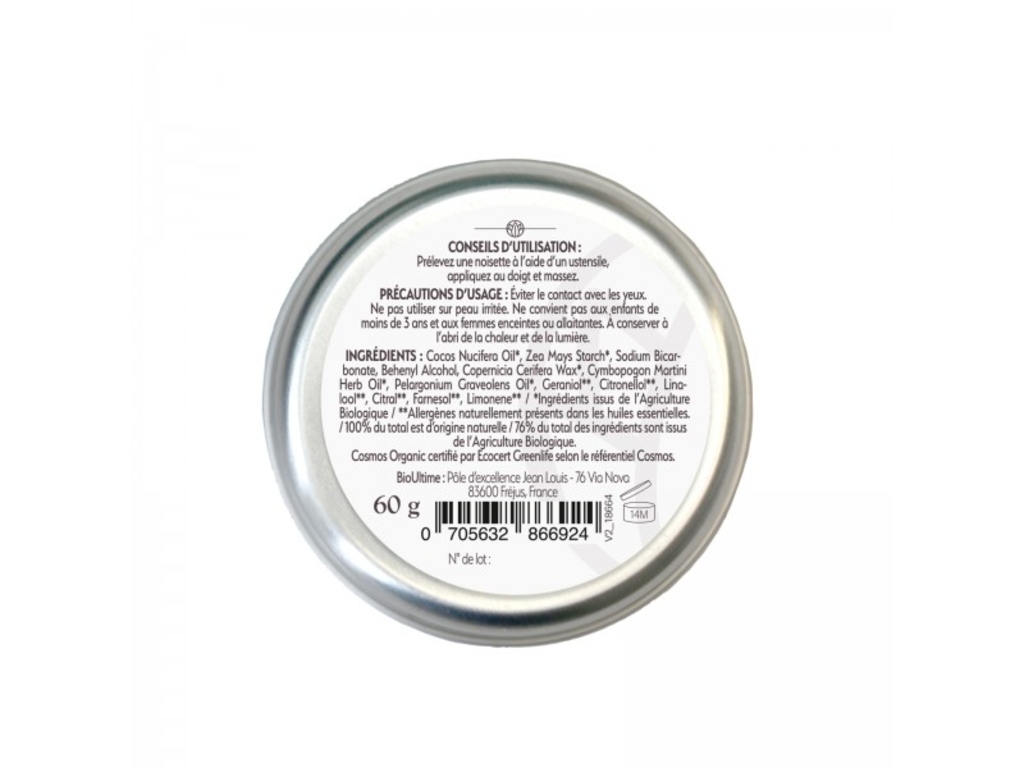 Déodorant solide Bio palmarosa & géranium