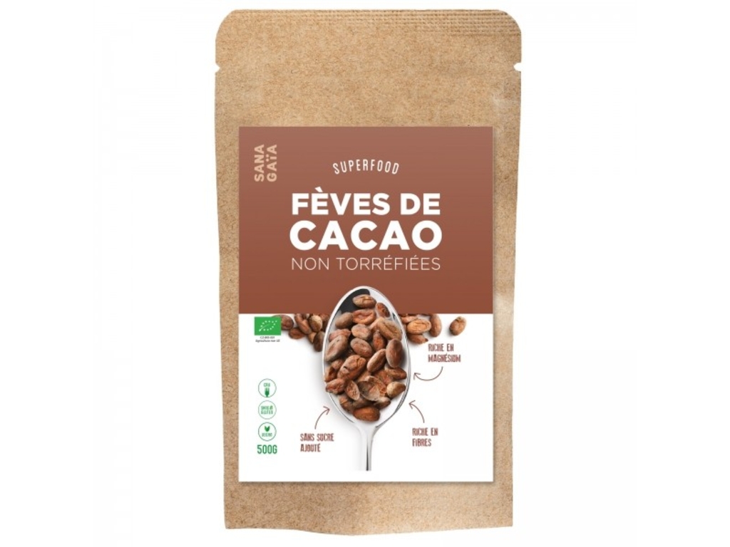 Fèves de cacao non torréfiées Bio