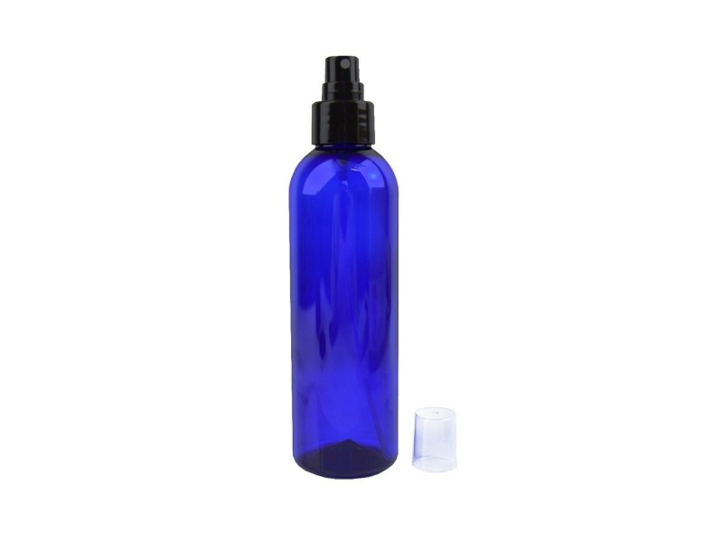 Flacon plastique bleu et pompe spray