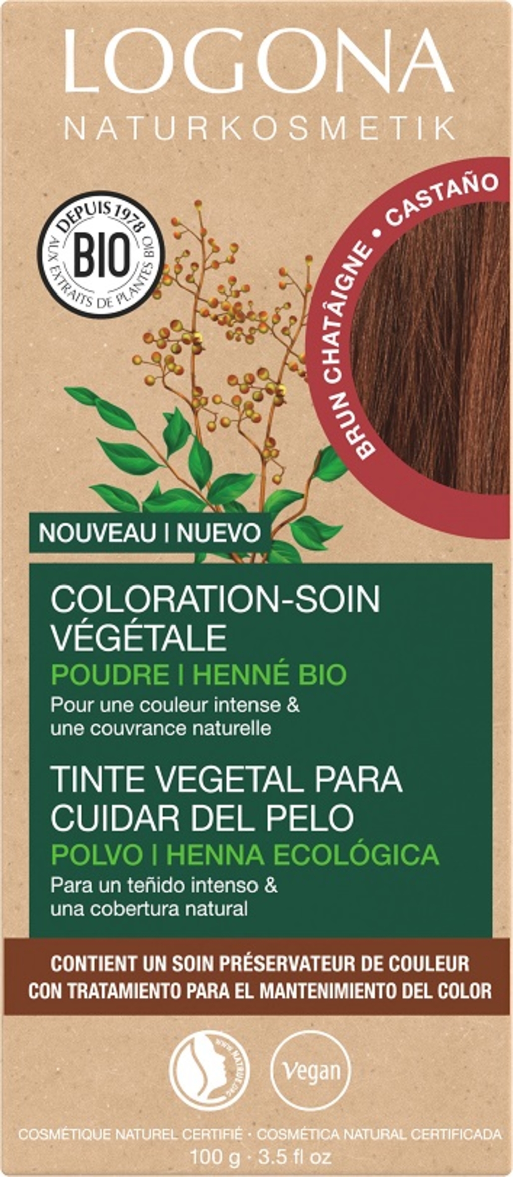 Coloration-soin brun châtaigne Bio