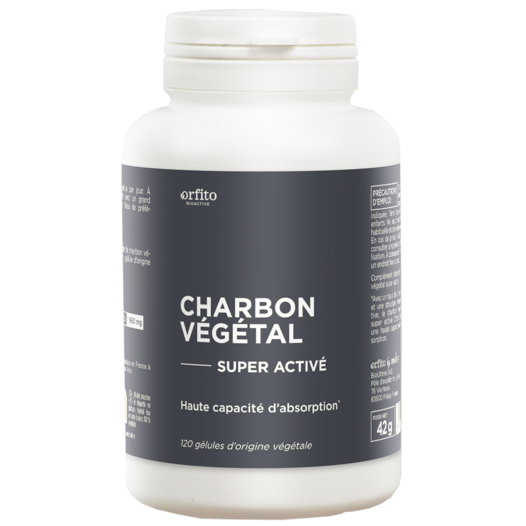 Charbon actif végétal BIO, 120 gélules