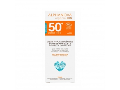 Crème solaire visage hypoallergénique bio SPF 50