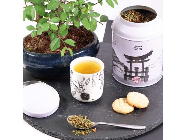 Boîte à thé en métal illustration Japon