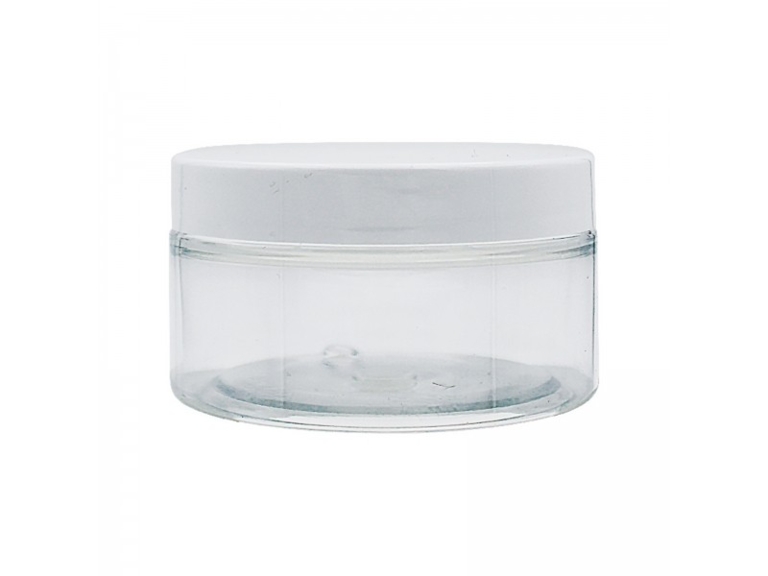 Pot en Plastique Cristal et Couvercle Blanc