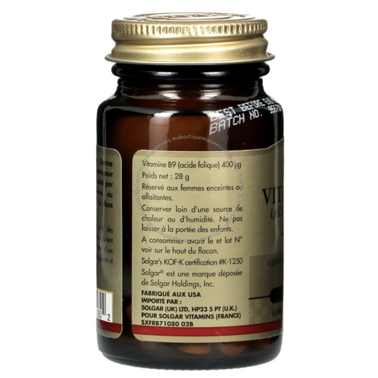 Vitamine B9  (acide folique) 400µg
