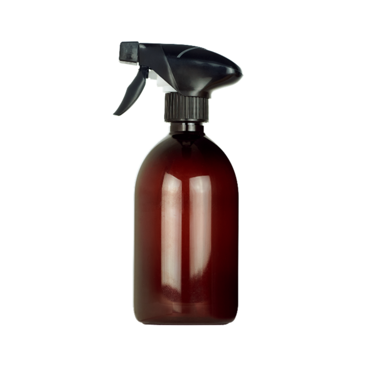 Flacon Plastique Ambré 100% Recyclé et Pompe Spray