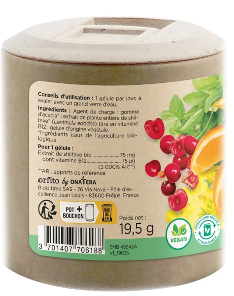 Vitamine B12 végétale de shiitake Bio