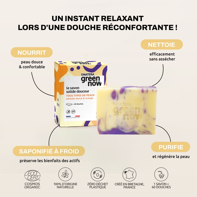 Le Savon Solide Douceur Tous Types de Peaux Amande Douce & Orange