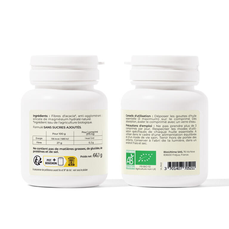 Comprimés neutres Bio pour huiles essentielles